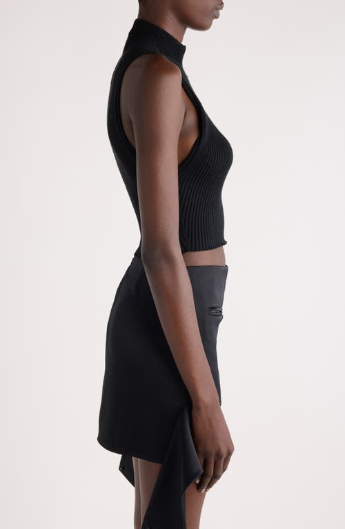 COURRÈGES COURRÈGES MOCK NECK COTTON & MERINO WOOL CROP TOP