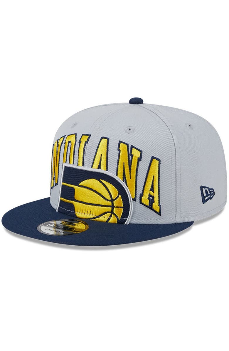 New Era Men's New Era Gray/Navy Indiana Pacers Tip-Off Two-Tone 9FIFTY Snapback Hat, Main, color, 