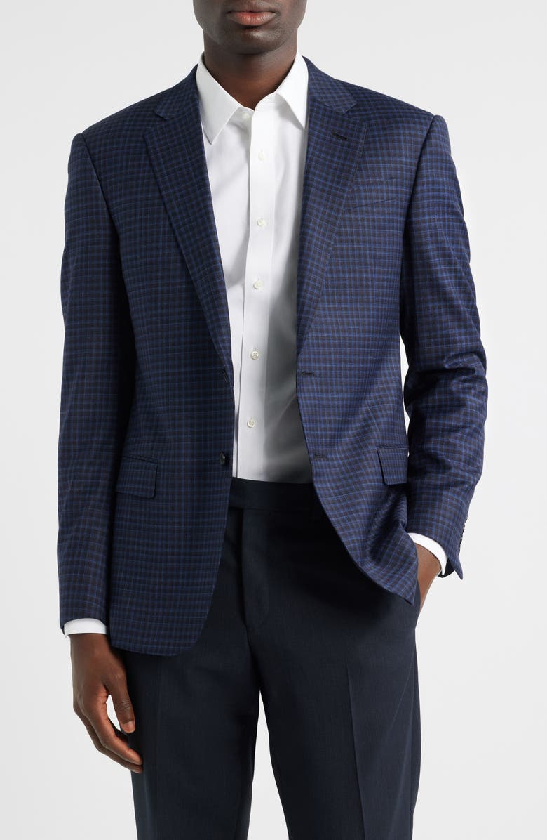 Emporio Armani G-Line Check Sport Coat, Main, color, Solid Medium Blue