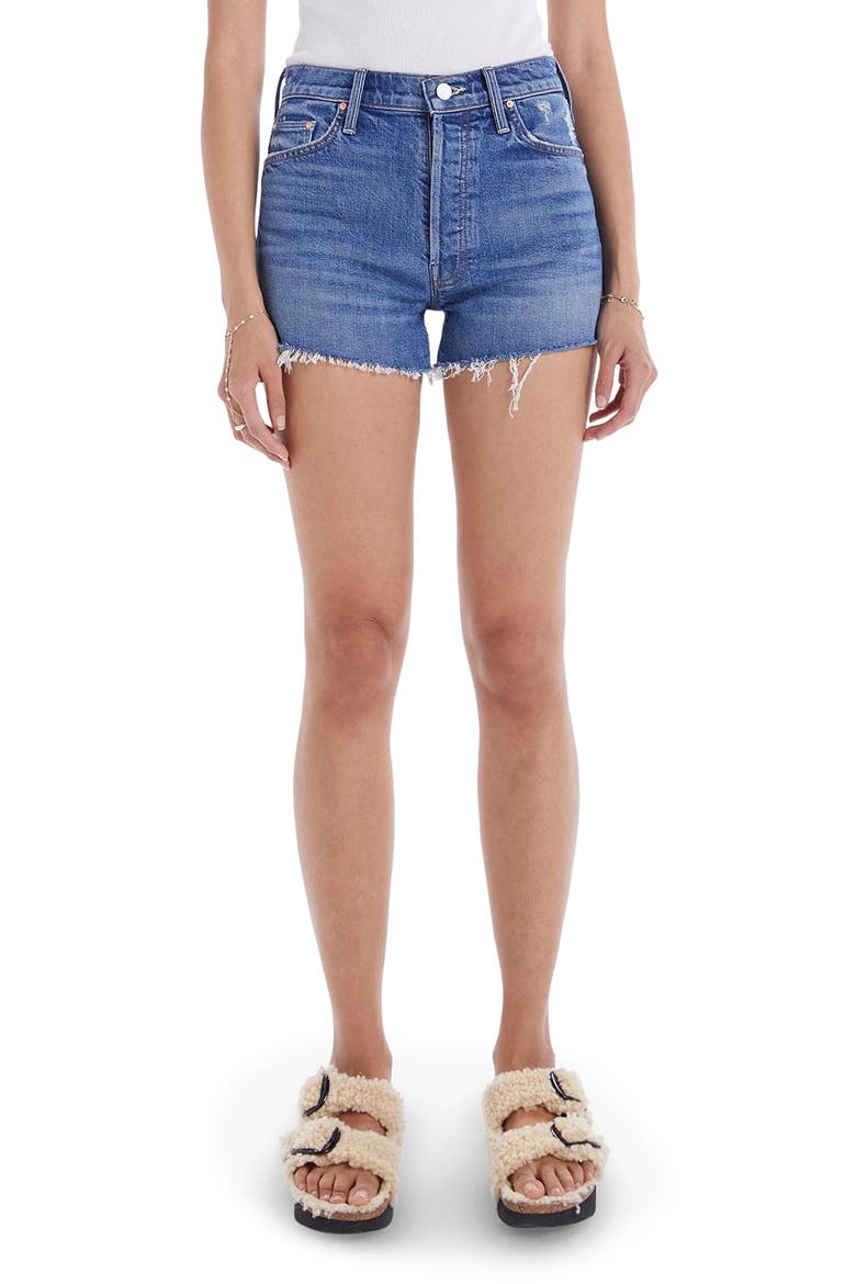 The Tomcat Fray Hem Denim Shorts, Main, color, PLAYING WITH SCISSORS