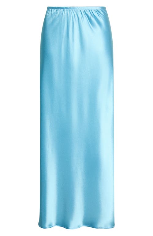 LESET Barb Satin Midi Skirt in Skye at Nordstrom, Size Medium