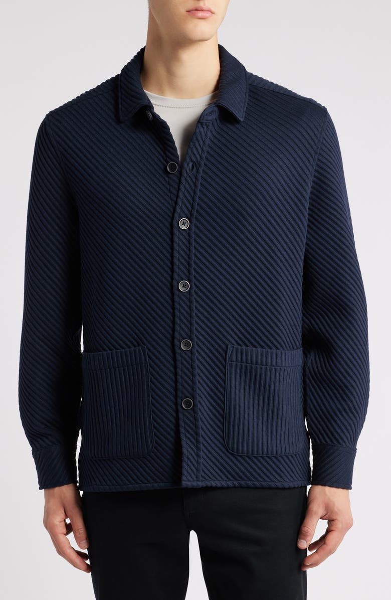 Robert Barakett Hoffburg Jacquard Overshirt, Alternate, color, Navy