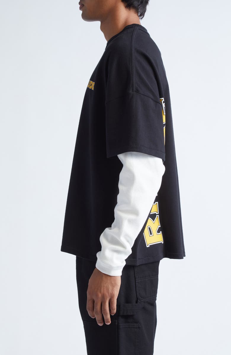 Rhude Steel Double-Layered Graphic T-Shirt, Alternate, color, Black / White 3028