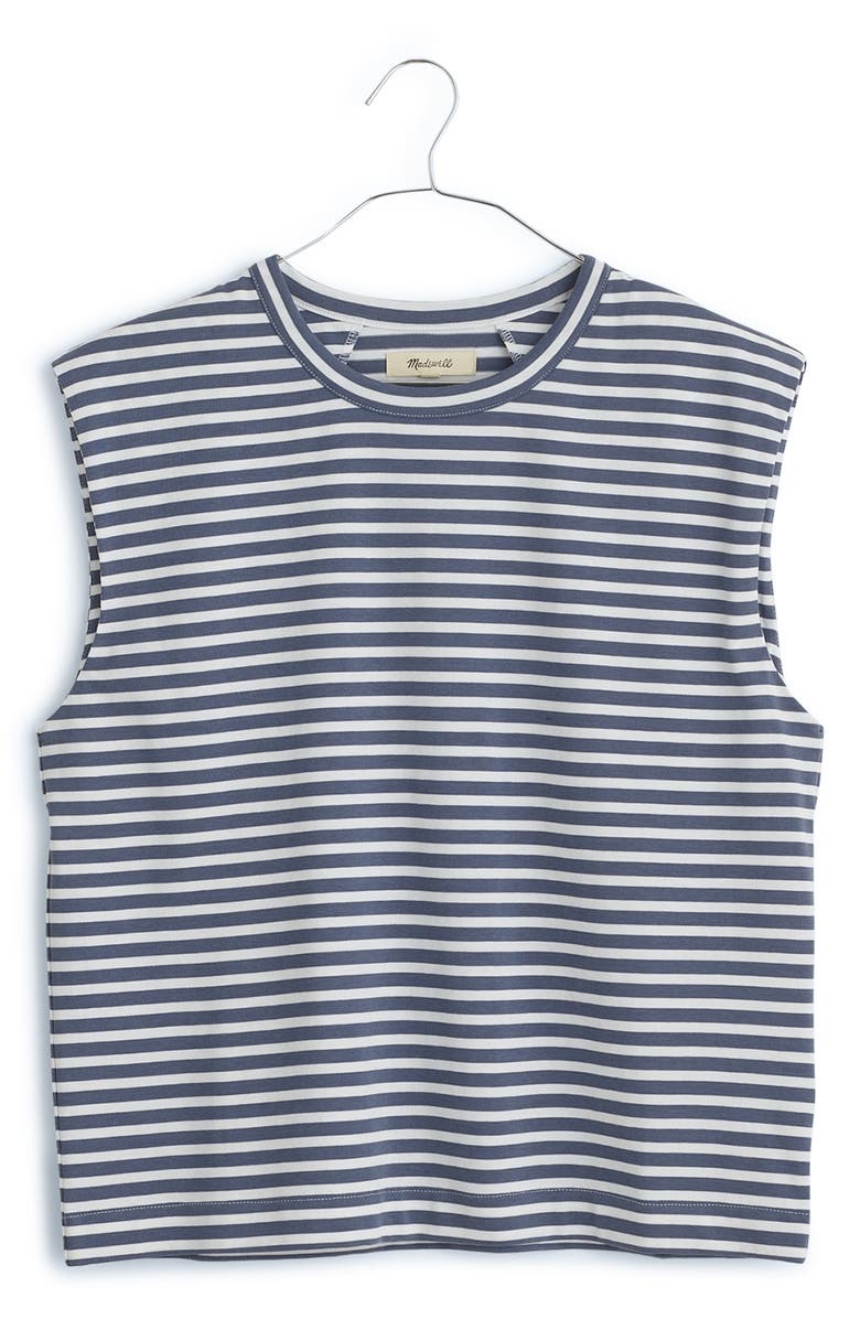 Madewell Stripe Structured Muscle Tee, Alternate, color, Sunfaded Indigo