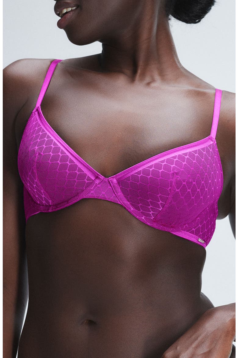Show 'N Tell Mesh Unlined Demi Bra, Main, color, TRY ME PURPLE