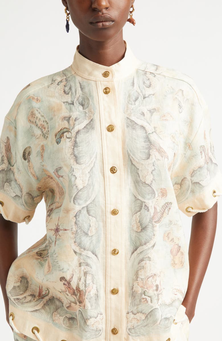 Zimmermann Solara Mismatched Drop Huggie Hoop Earrings, Alternate, color, Antique Gold/ Multi Angm