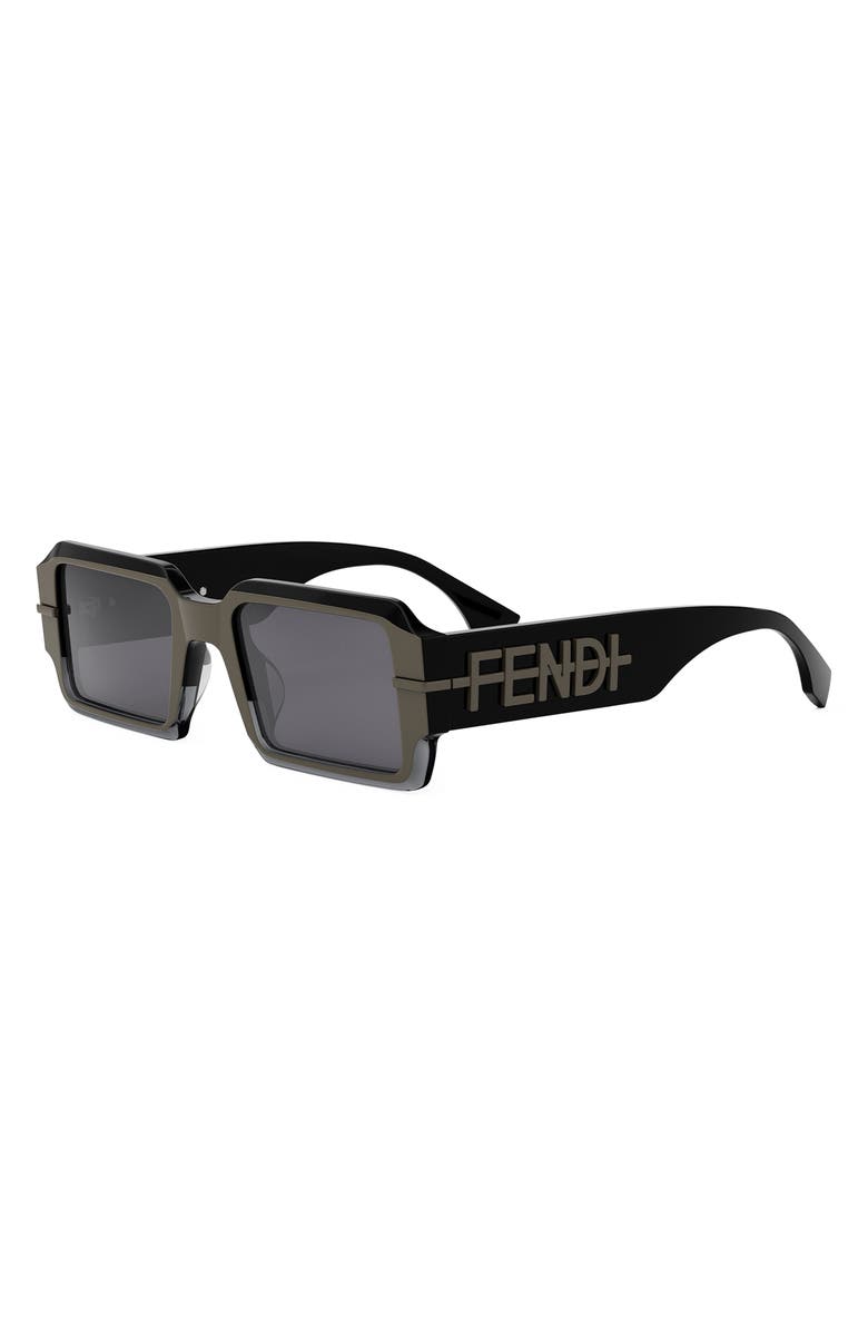 Fendi 'Fendigraphy 52mm Geometric Sunglasses, Alternate, color, Black/ Other / Smoke
