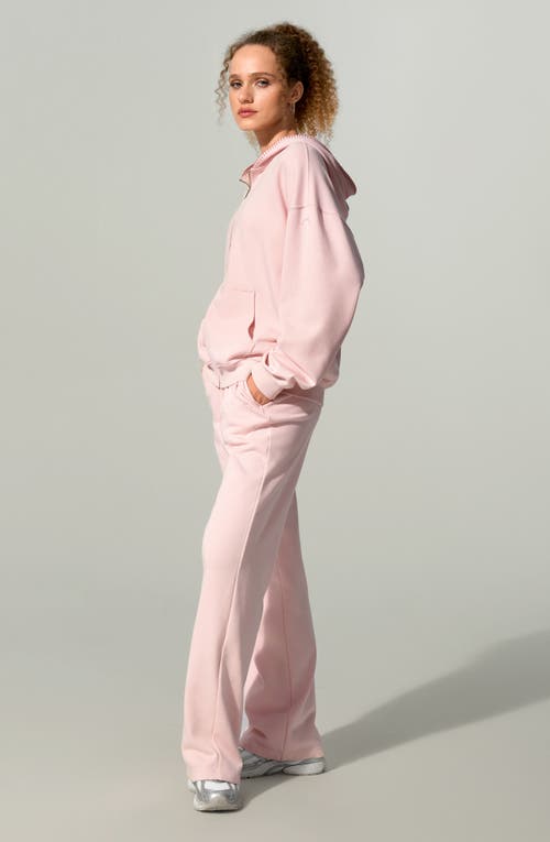 Lilysilk Silkerry Oversized Seamflow Verge Full-length Front Zip Hoodie In Pink