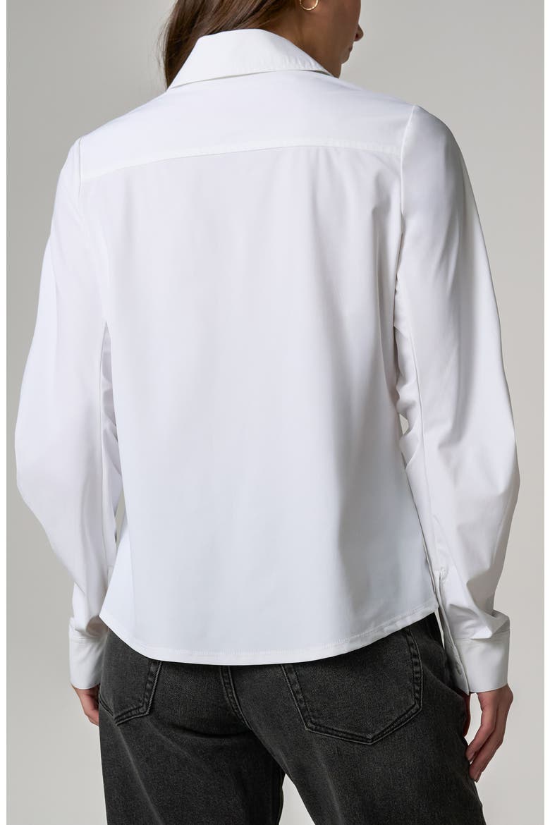 Pleated Sleeve Button-Up Shirt, Alternate, color, WHITE