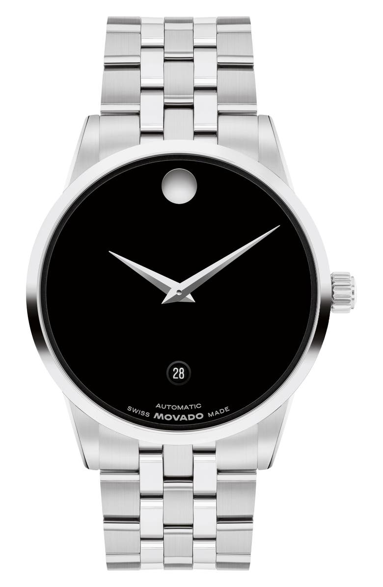 Movado Museum Classic Automatic Bracelet Watch, 40mm, Main, color, Black/ Silver