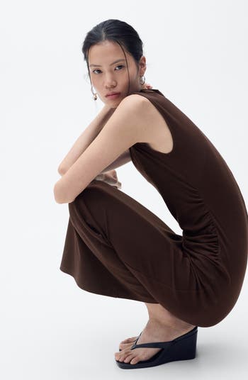 Curra Ruched Sleeveless Column Dress