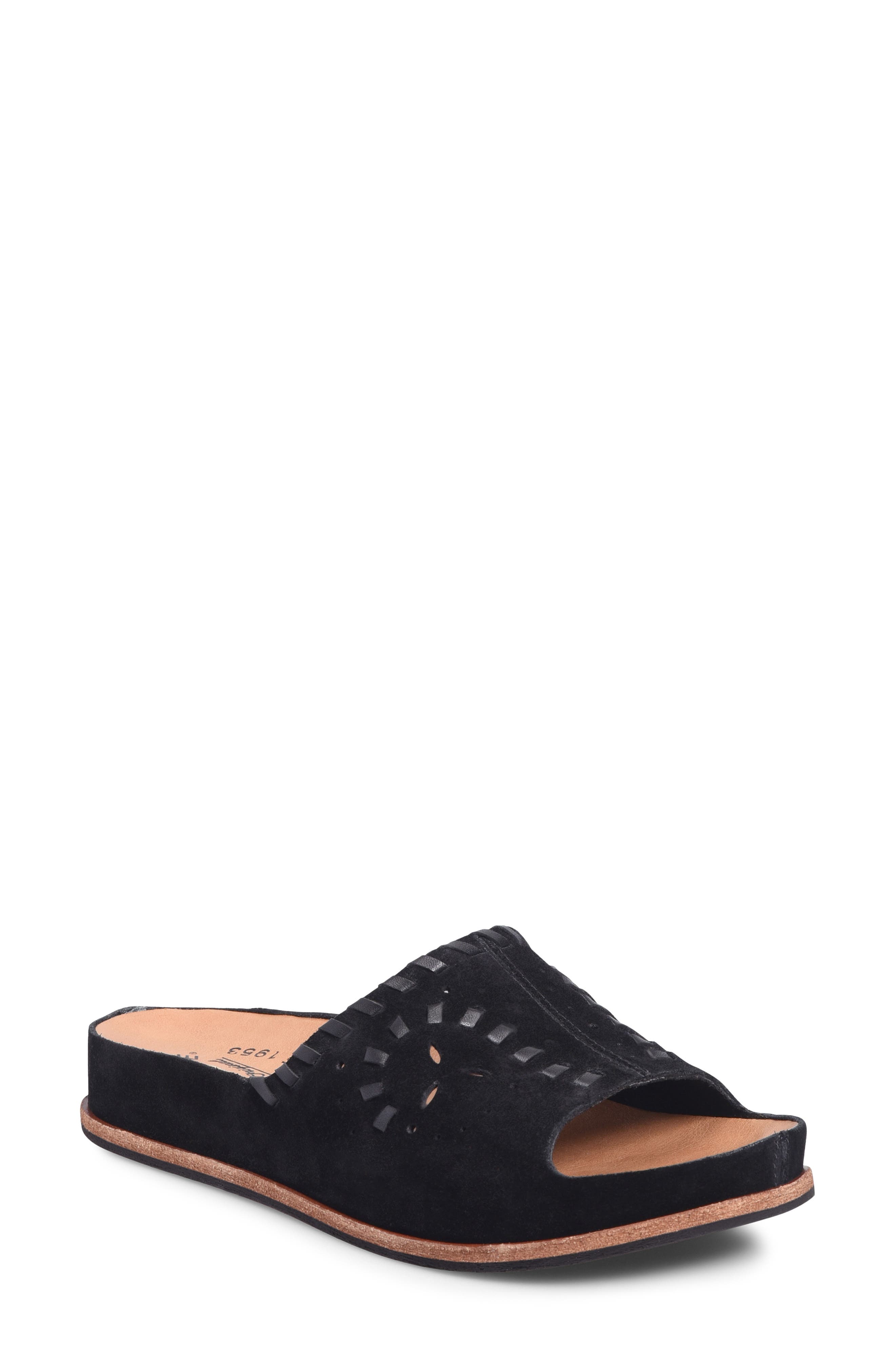 Kork-Ease<sup>®</sup> Tutsi Woven Platform Slide Sandal, Main, color, Black Suede