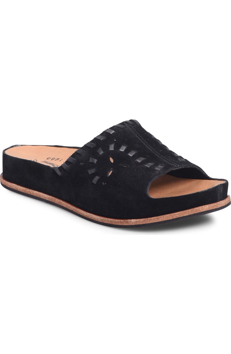 Kork-Ease<sup>®</sup> Tutsi Woven Platform Slide Sandal, Main, color, Black Suede