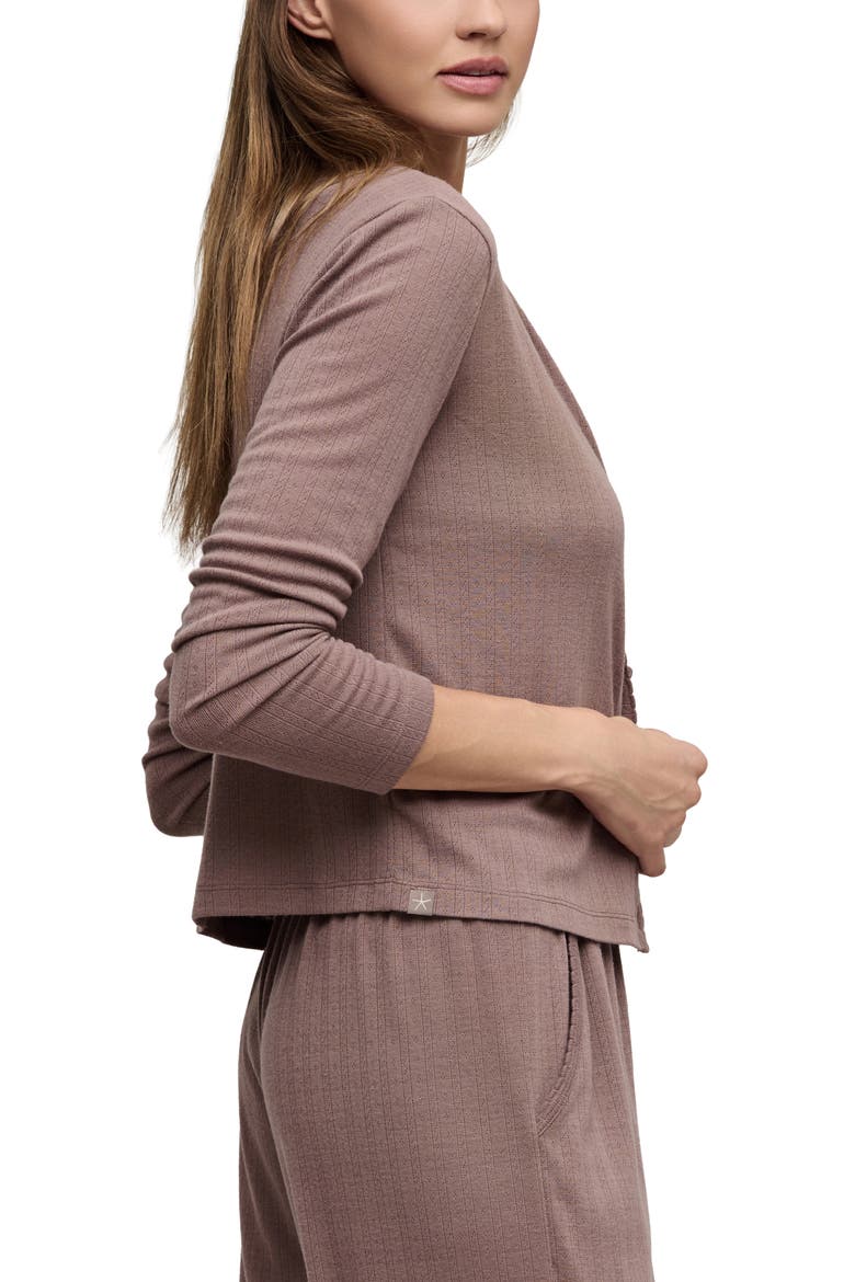 Scalloped Pointelle Cardigan, Alternate, color, SABLE