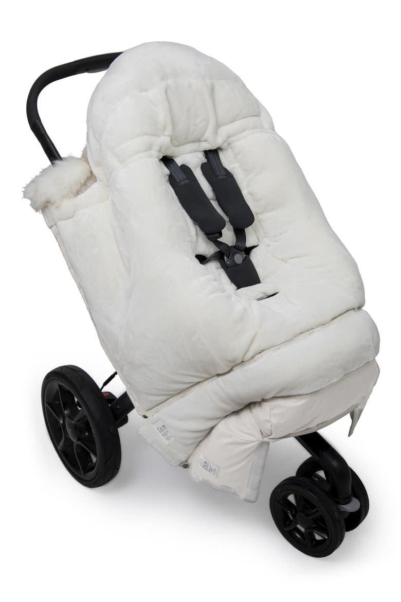 Blanket '212 evolution®' Extendable Stroller & Car Seat Footmuff with Faux Fur Trim, Alternate, color, BEIGE HEATHER WHITE FUR