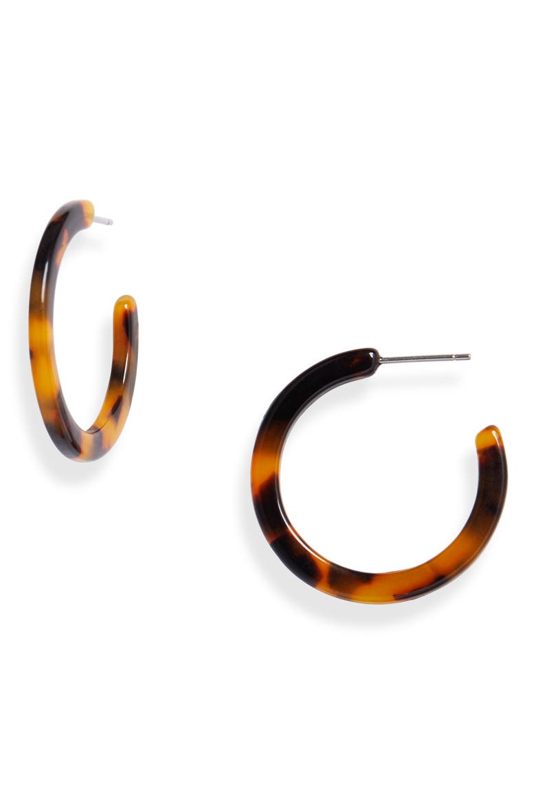 Mini Hoop Earrings, Main, color, CLASSIC TORTOISE