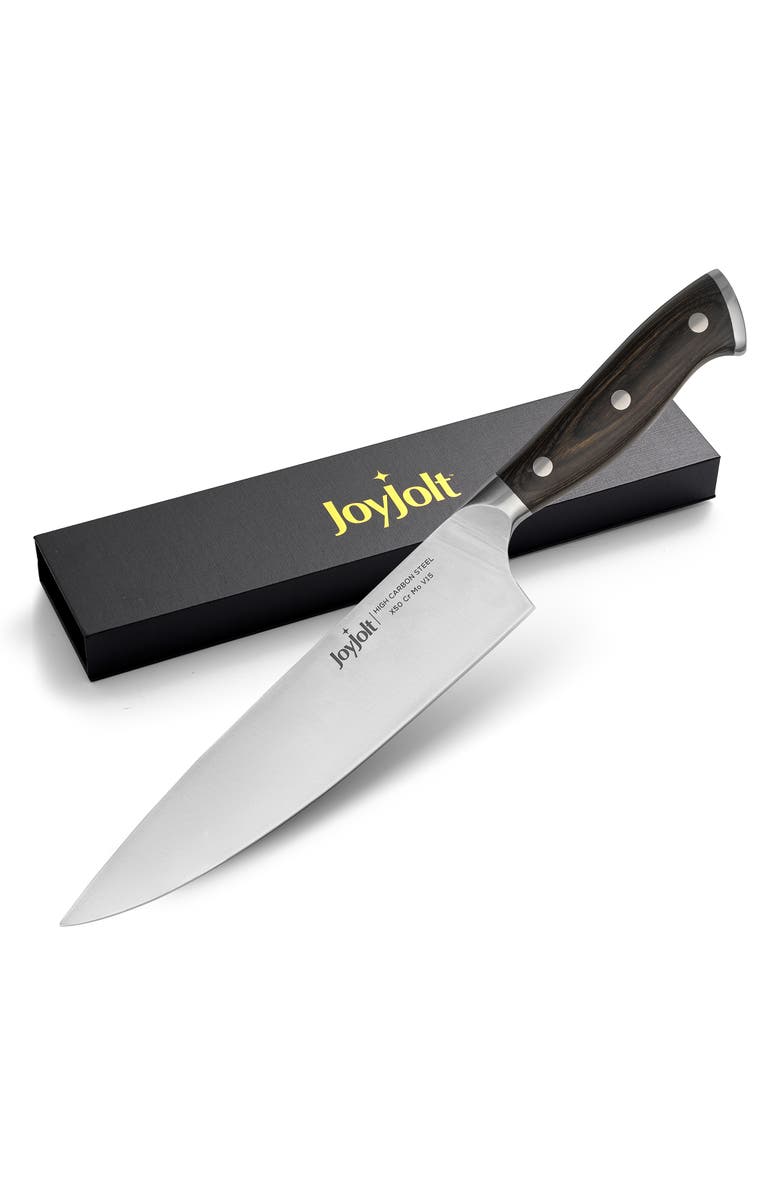 JoyJolt 8" Stainless Steel Chef Knife, Alternate, color, Silver/ Black