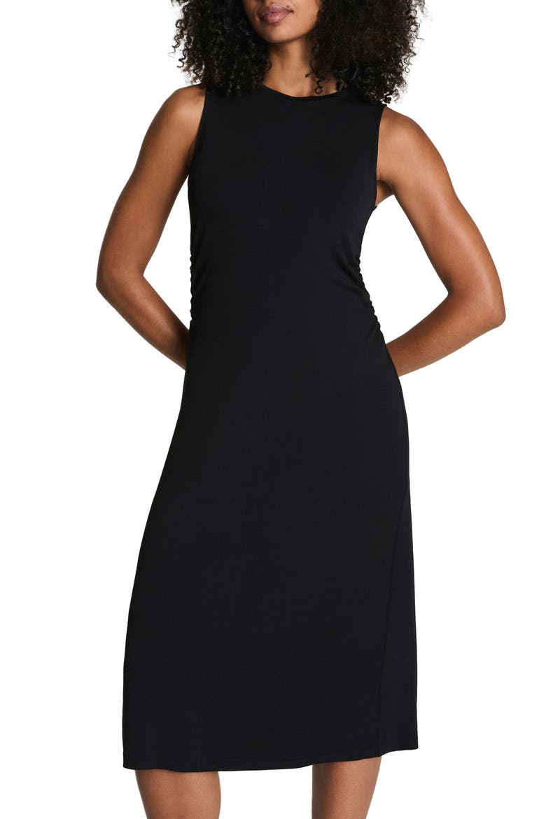 Ruched Sleek Jersey Tank Dress, Alternate, color, CLASSIC BLACK