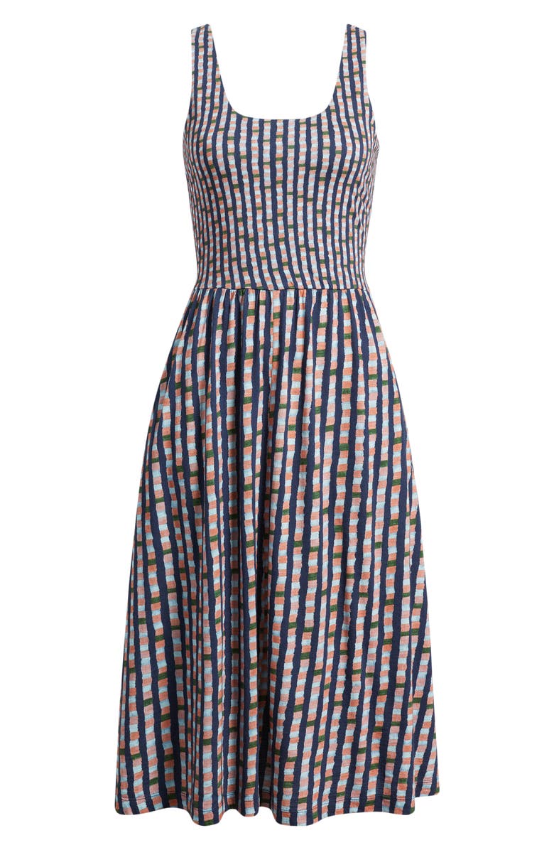 NZT by NIC+ZOE Dani Reef Stripe Fit & Flare Dress, Main, color, Indigo Multi