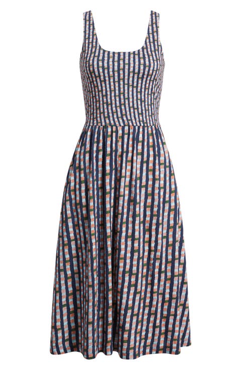 Dani Reef Stripe Fit & Flare Dress (Petite)