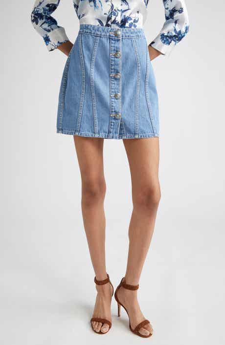 L'AGENCE Phia Seamed Denim Miniskirt