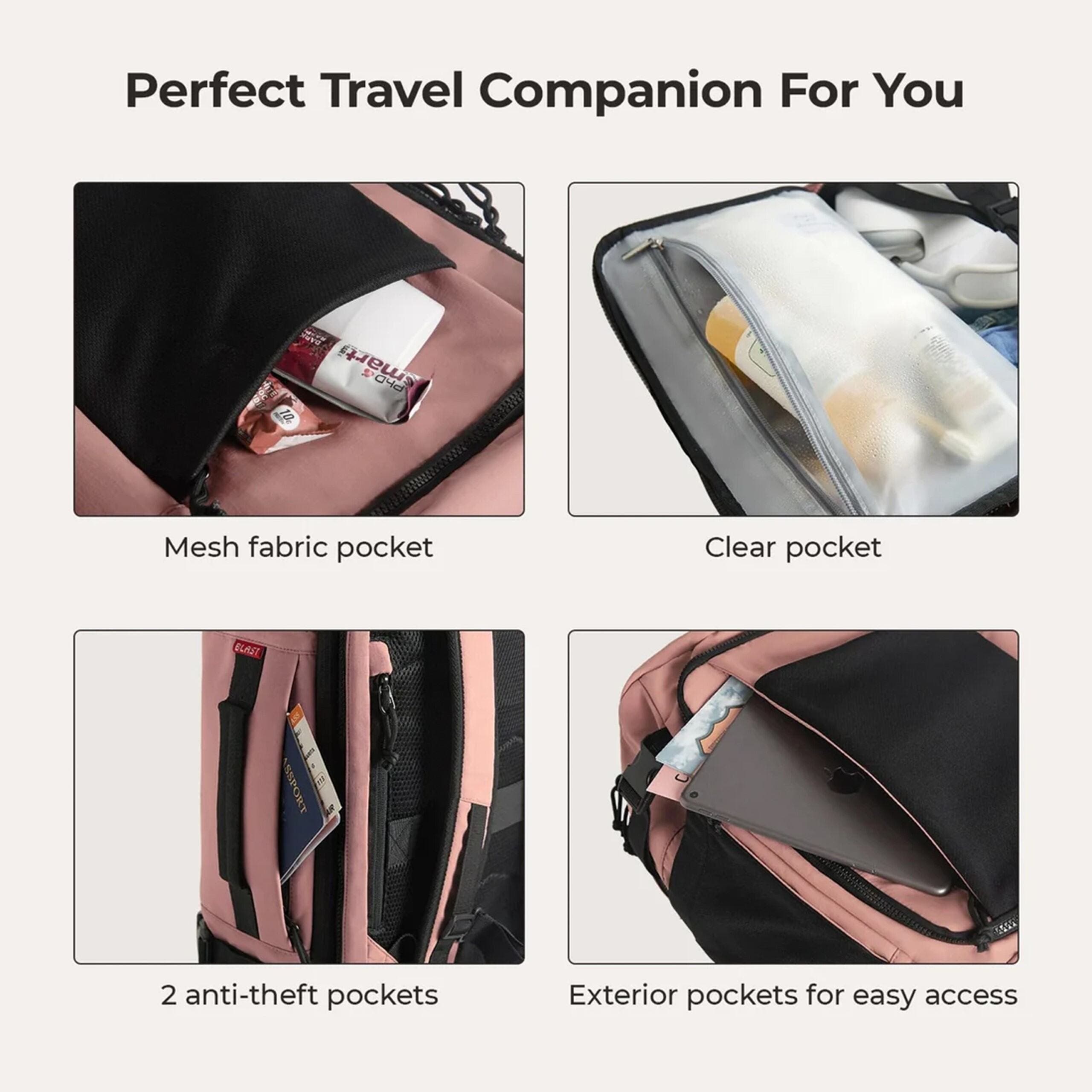 Blast Mesh Carry On Expandable Travel Backpack - 28L-38L Extended, Alternate, color, Rose