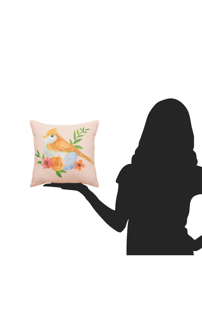 C&F Home Bird & Flowers Cotton Blend HD Printed Mini Pink Accent Pillow 10" x 10", Alternate, color, Pink