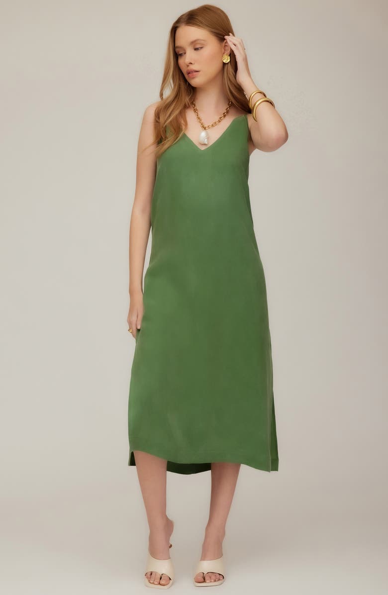 FIFTEEN TWENTY Jordyn Side Slit Midi Dress, Alternate, color, Jade