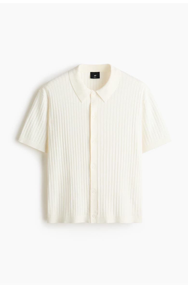 H&M Regular Fit Rib-knit Shirt, Main, color, Cream