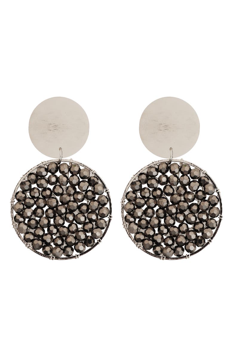 Panacea Beaded Circle Drop Earrings, Main, color, Grey