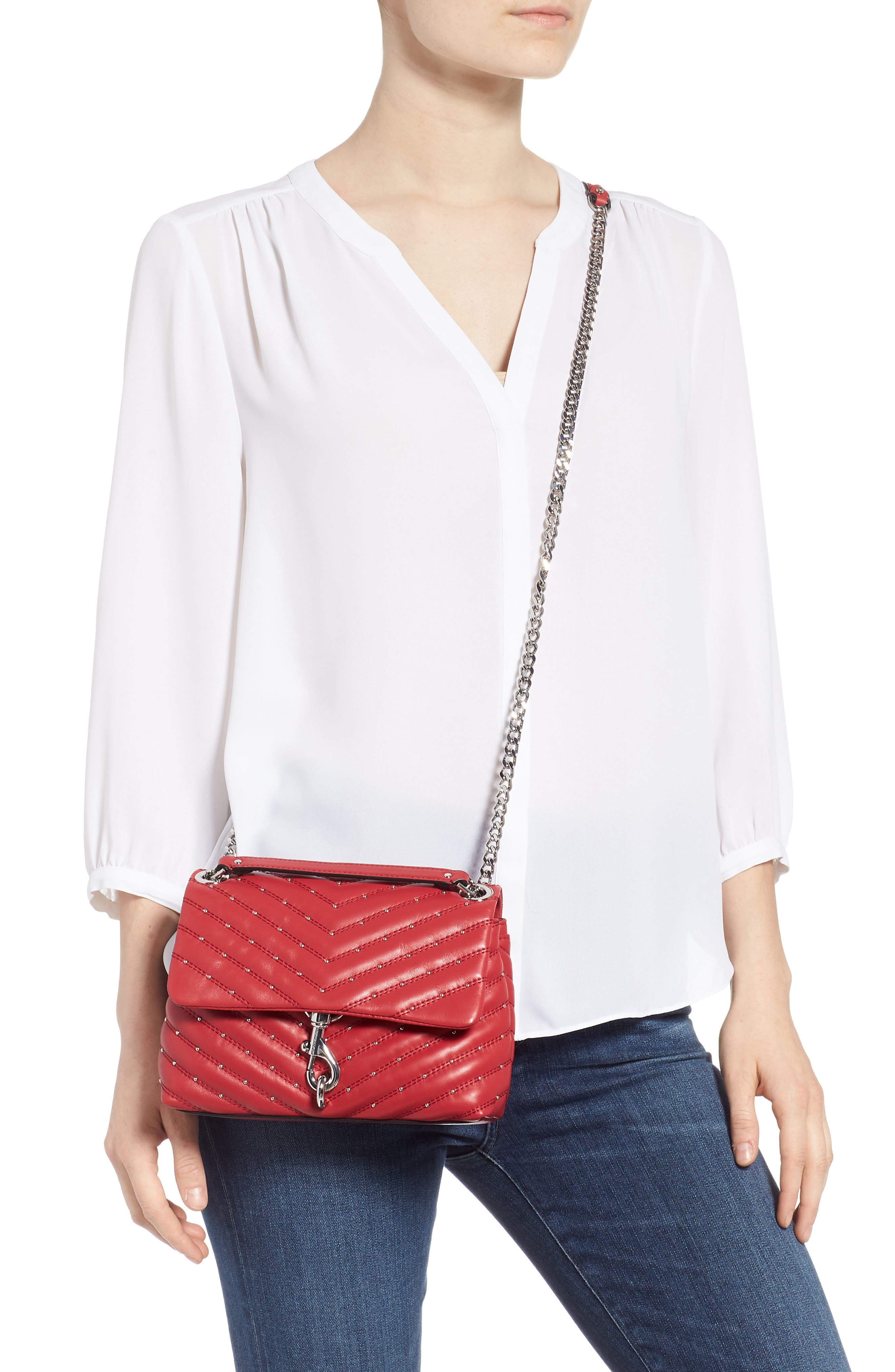 Rebecca Minkoff Edie Quilted Leather Crossbody Bag, Alternate, color, 