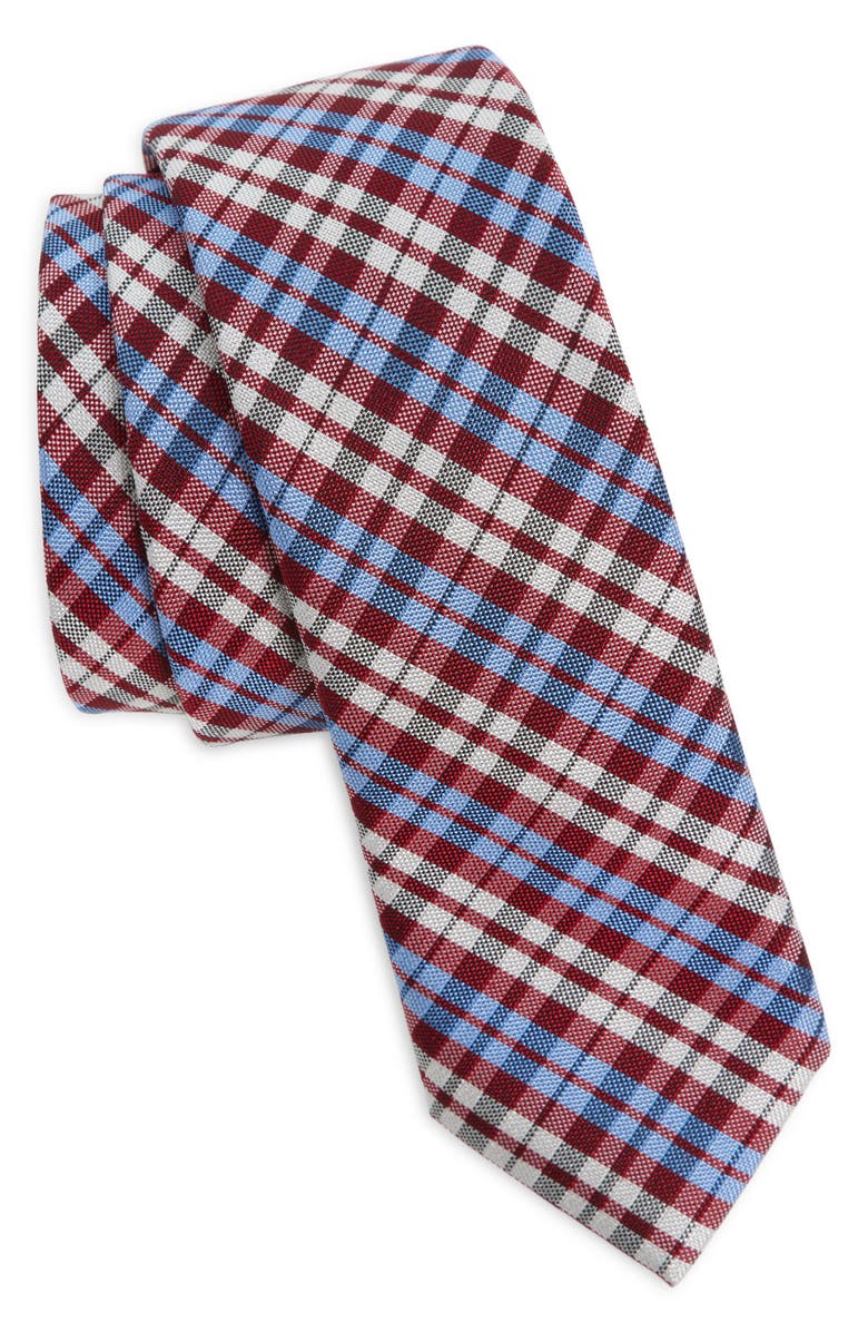 Nordstrom Kids' Valley Plaid Silk Tie, Main, color, Red