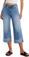 HINT OF BLU Cuffed Ankle Wide Leg Jeans
