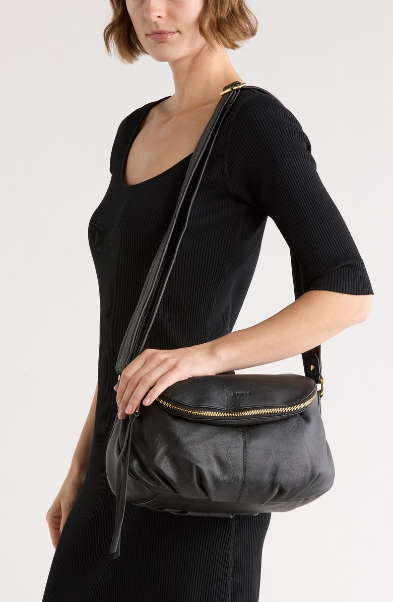 AIMEE Weekend Theory Leather Crossbody Bag, Alternate, color, Black