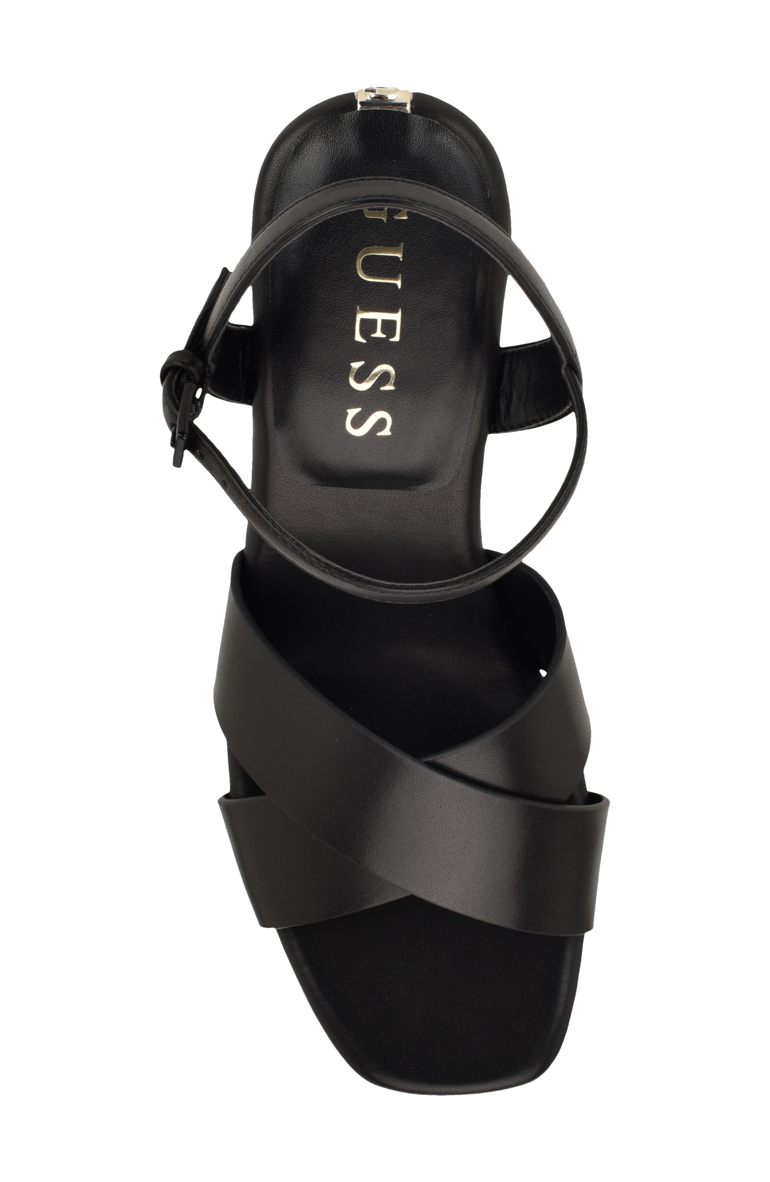 GUESS Qeelin Ankle Strap Platform Sandal, Alternate, color, Black