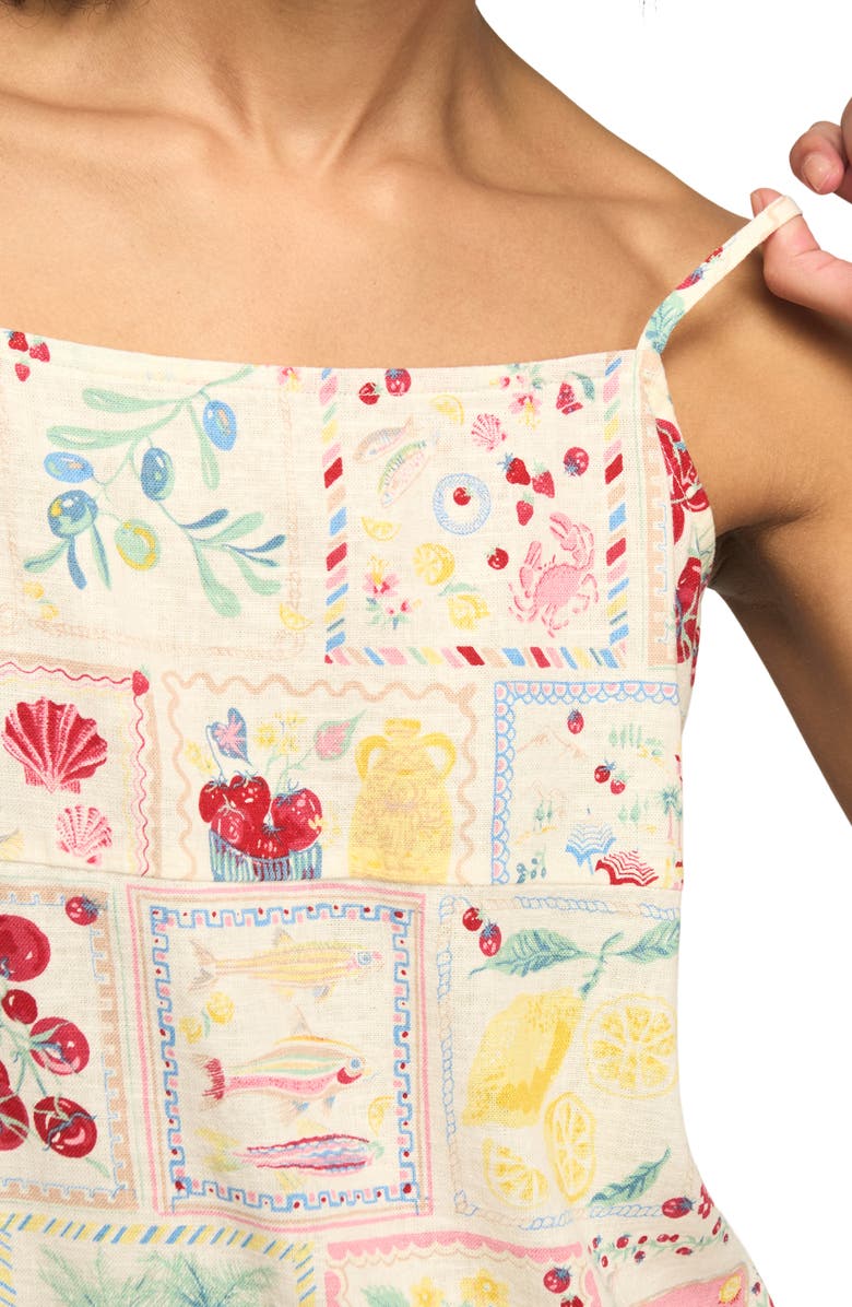 Lucky Brand Conversational Print Linen Blend Minidress, Alternate, color, Multi Postcard