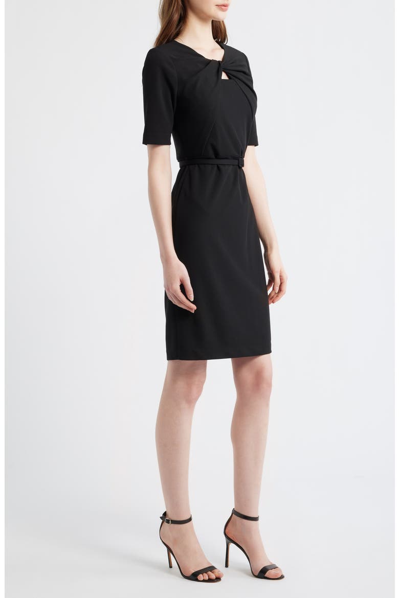 Twist Detail Crepe Sheath Dress, Alternate, color, ANNE BLACK