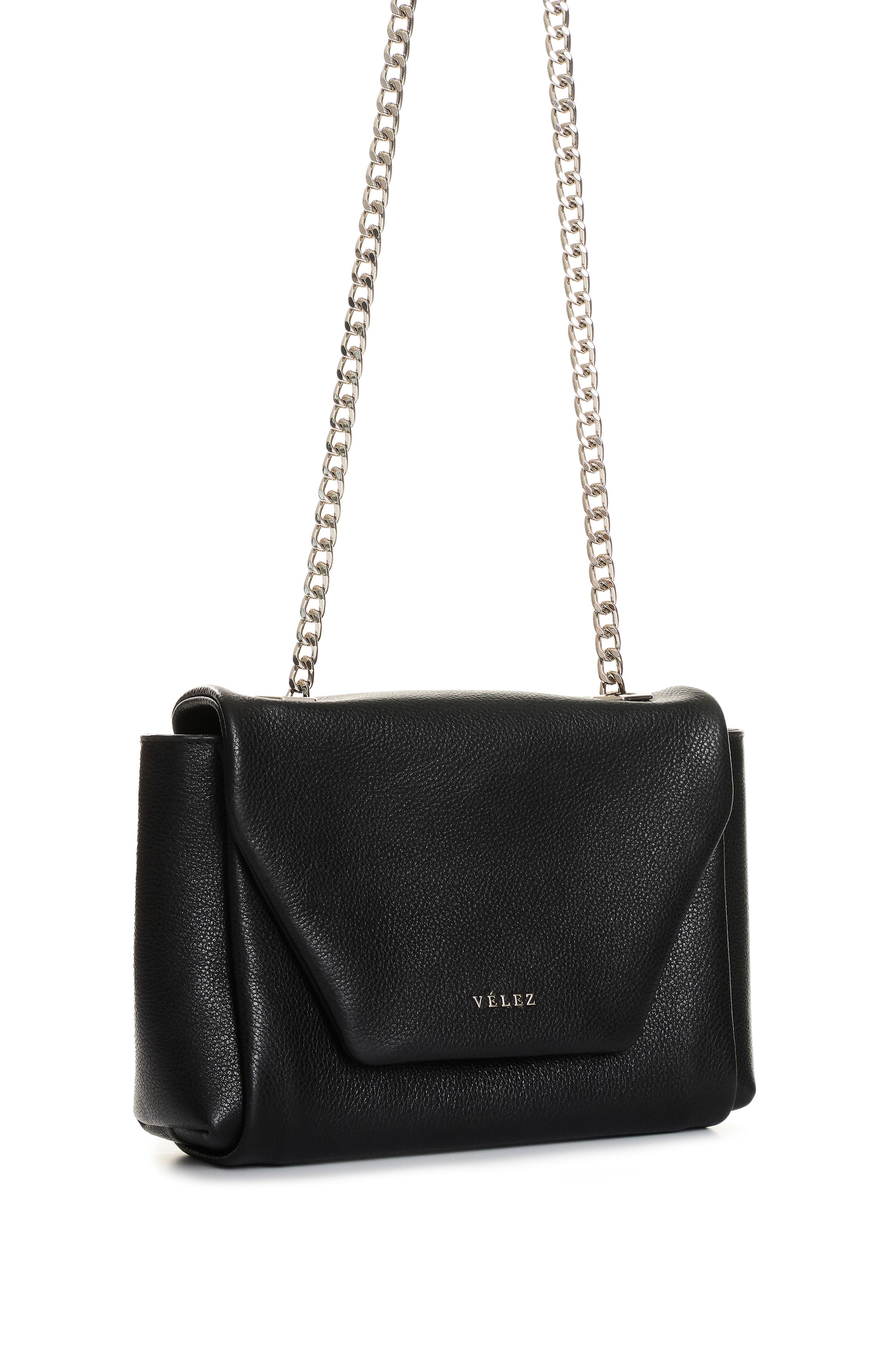 Velez Lili Leather Bowling  with Chain, Alternate, color, Black