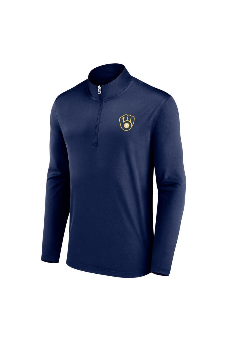 Men's Fanatics Branded Navy Milwaukee Brewers Underdog Mindset Quarter-Zip Jacket, Alternate, color, Navy