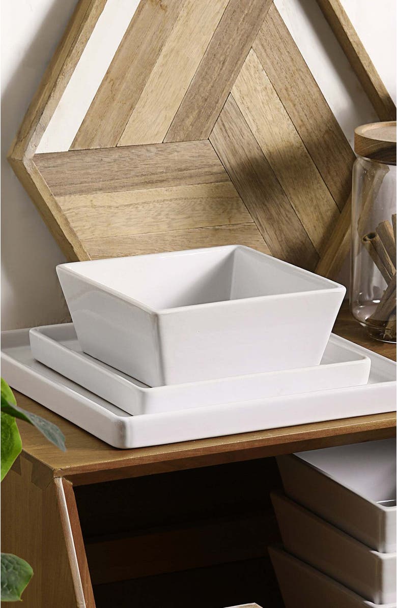 Stone Lain Grace Stoneware 12-Piece Dinnerware Set, Alternate, color, White