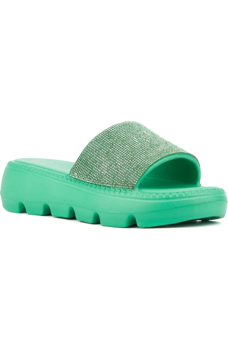 OLIVIA MILLER Glitter Gaze Platform Slide Sandal, Main, color, Green