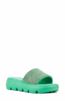 OLIVIA MILLER Glitter Gaze Platform Slide Sandal