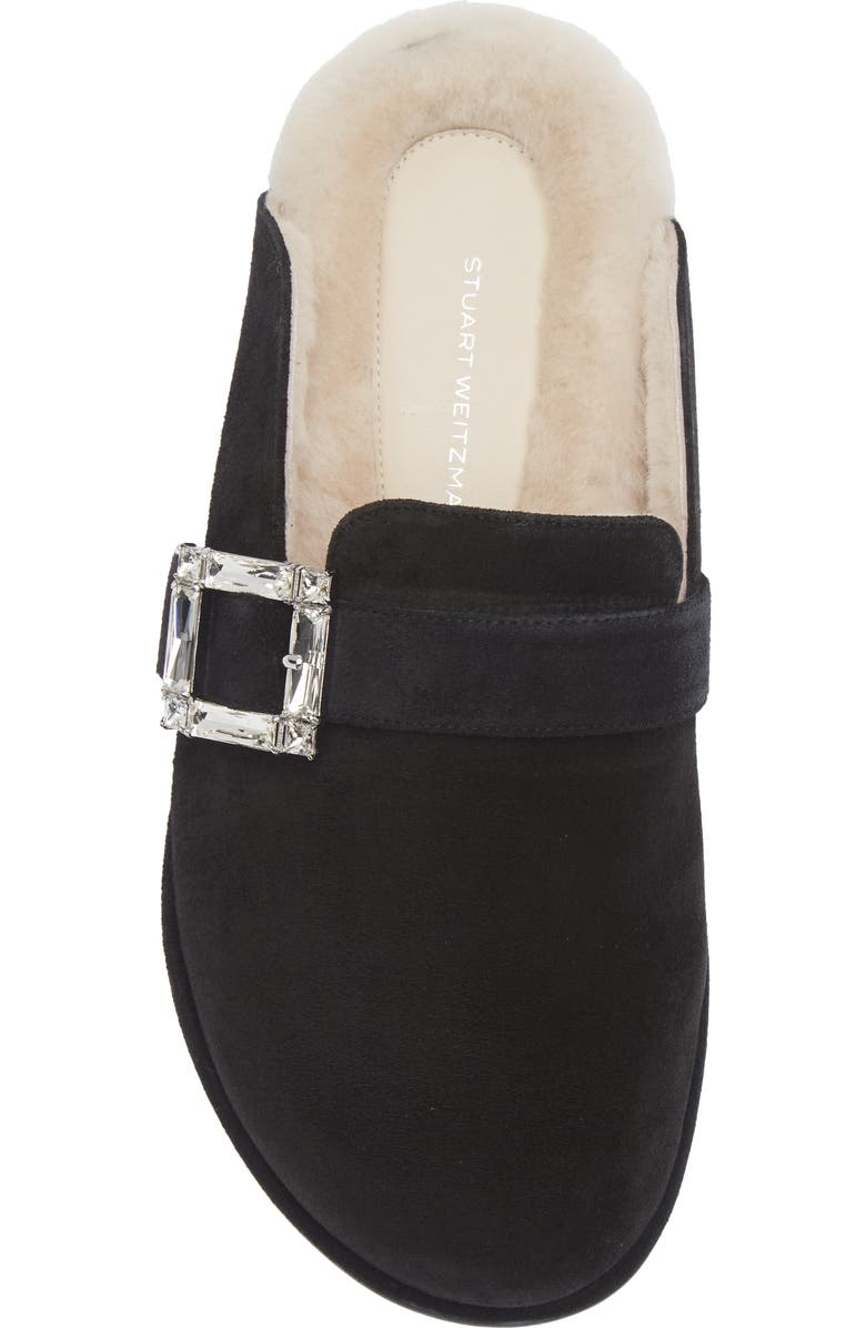 Stuart Weitzman June Genuine Shearling Mule, Alternate, color, Black/ Natural