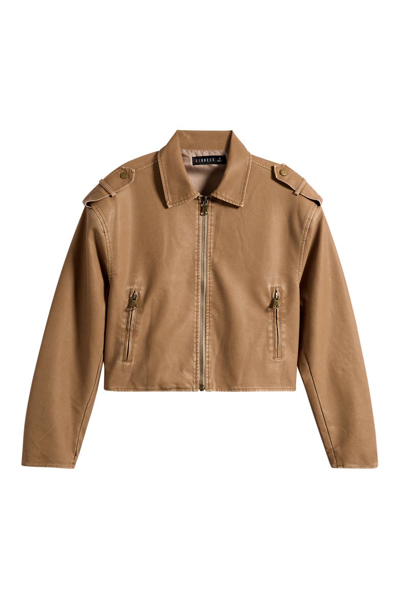 Jet Metallic Faux Leather Jacket, Alternate, color, BEIGE