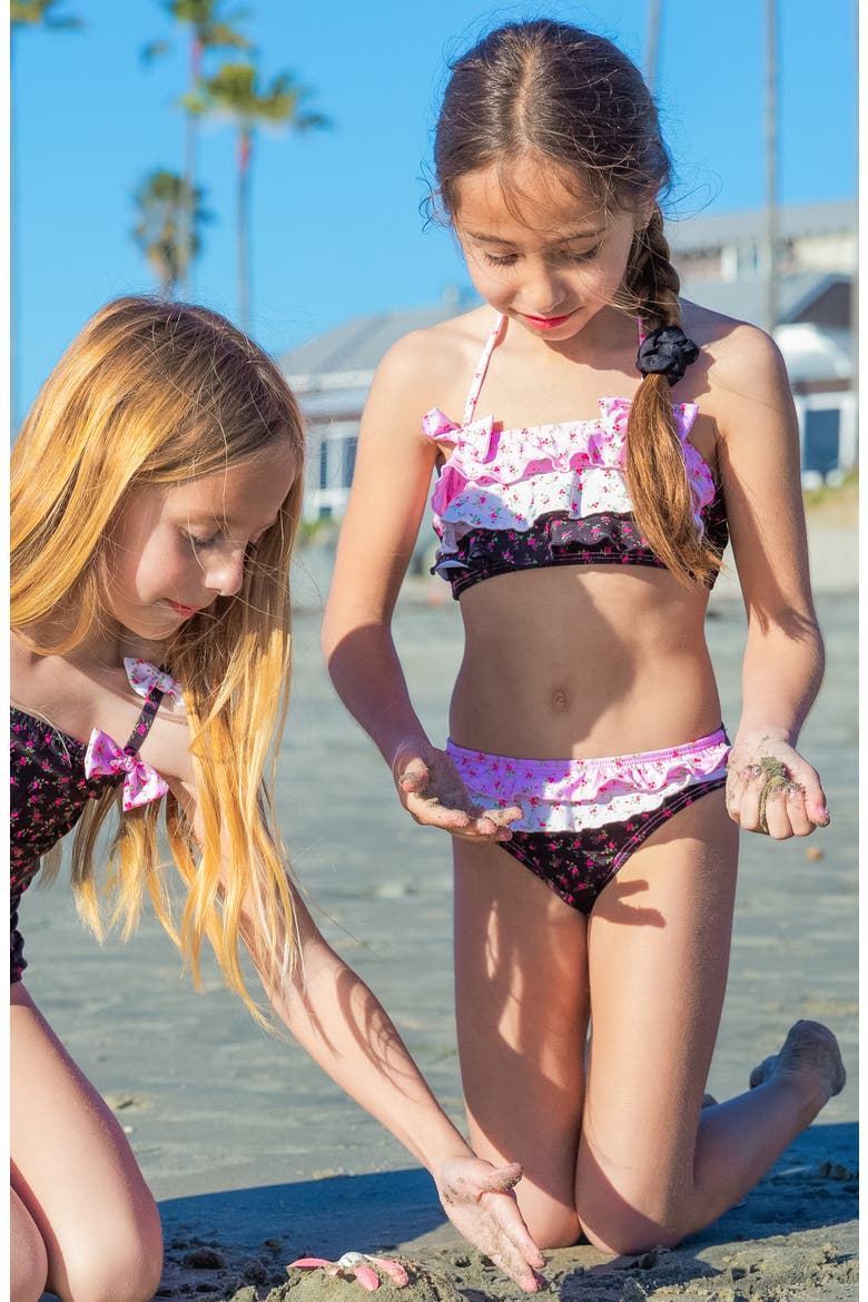 Kids' Ruffle Bow Two-Piece Swimsuit, Alternate, color, ROSEBUD