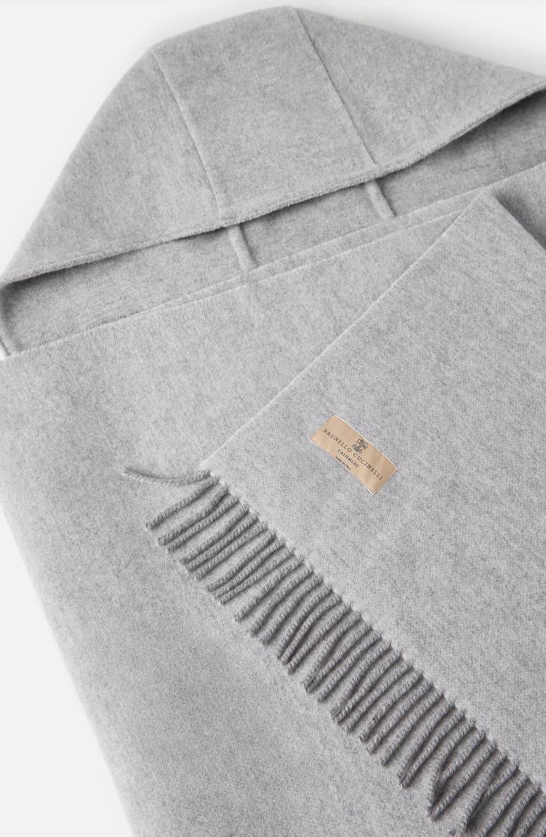 Brunello Cucinelli Knit scarf with hood, Alternate, color, Light Grey