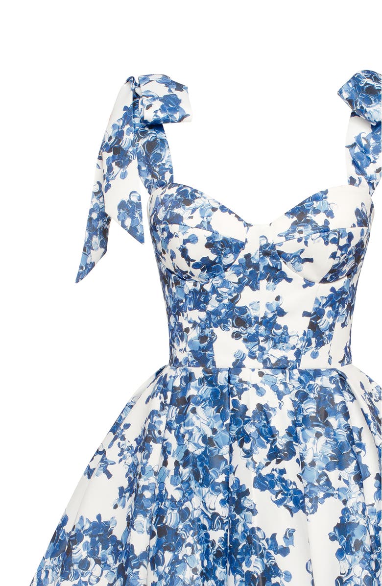 Milla Fitted Bodice A-Line Floral Mini Dress for Cocktail Events, Alternate, color, Blue-Double