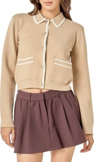 English Factory Scallop Trim Cardigan