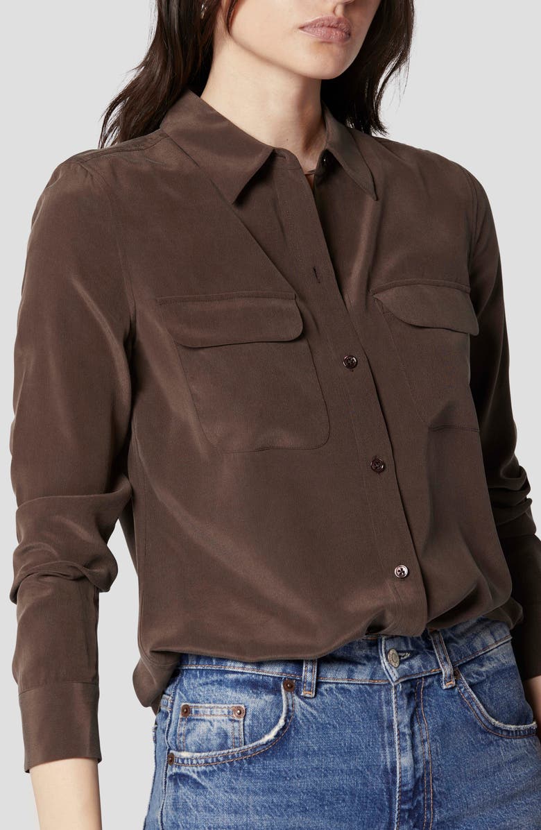Equipment Signature Slim Fit Silk Button-Up Shirt, Alternate, color, 