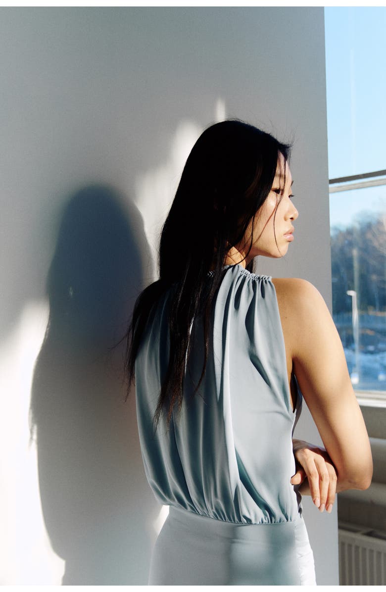 H&M Draped jersey dress, Alternate, color, Light Dusty Turquoise